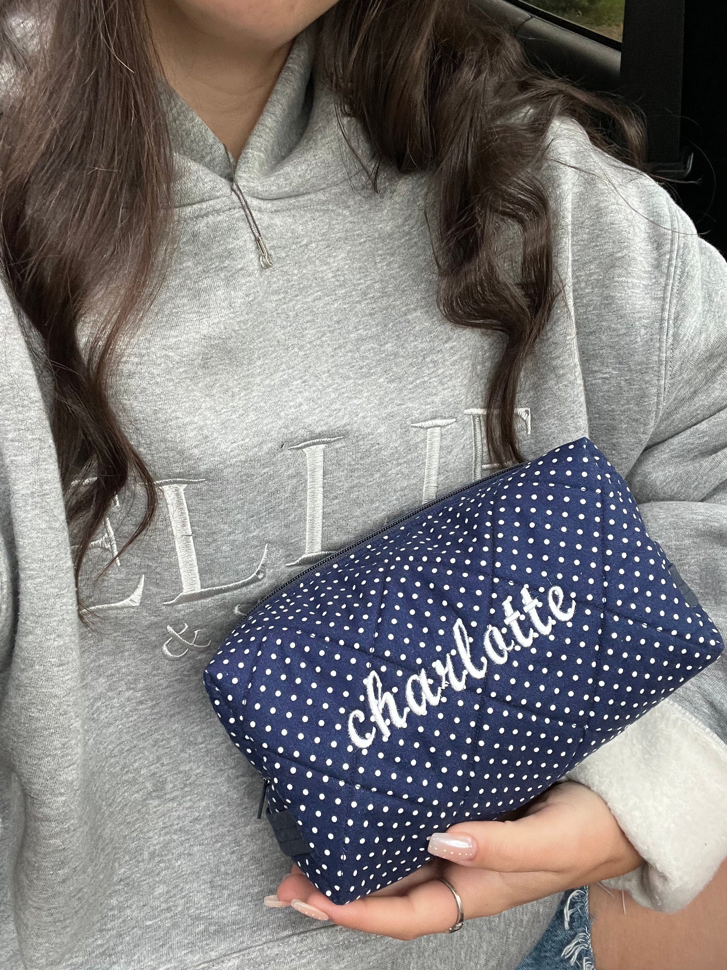 Evergreen Boxie in Navy Polka Dot