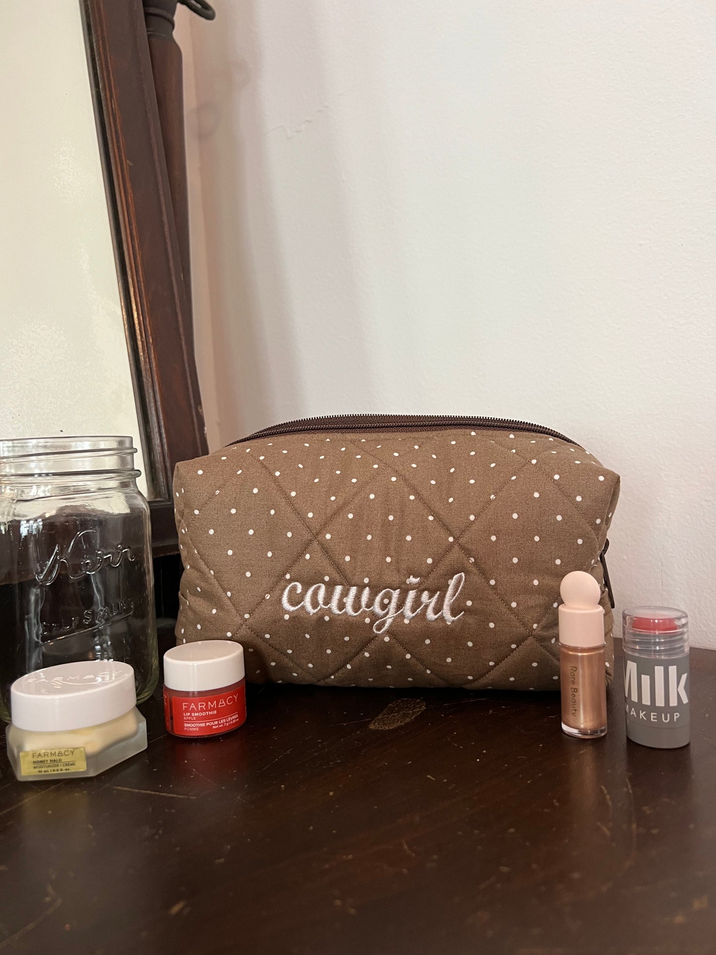 Evergreen Boxie in Chocolate Polka Dot
