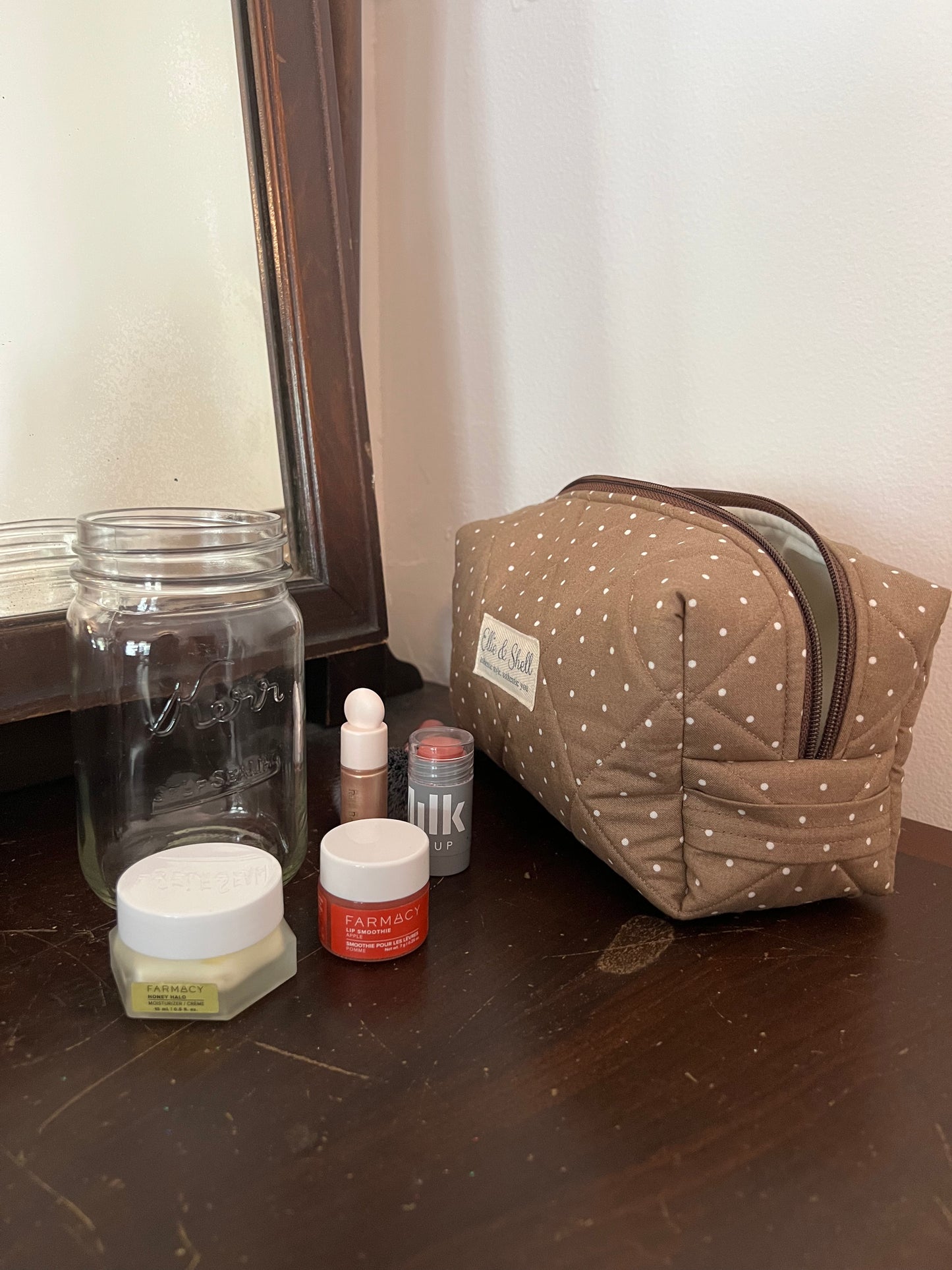 Evergreen Boxie in Chocolate Polka Dot