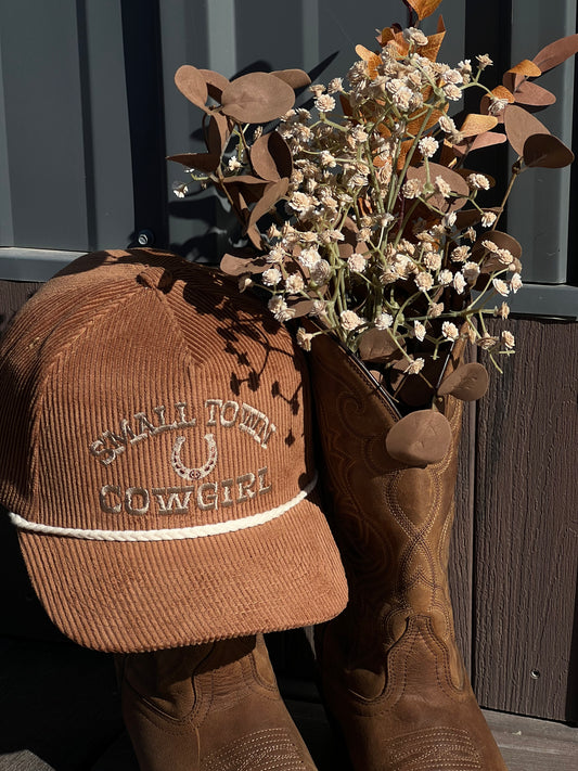 Small Town Cowgirl Brown Corduroy Cap
