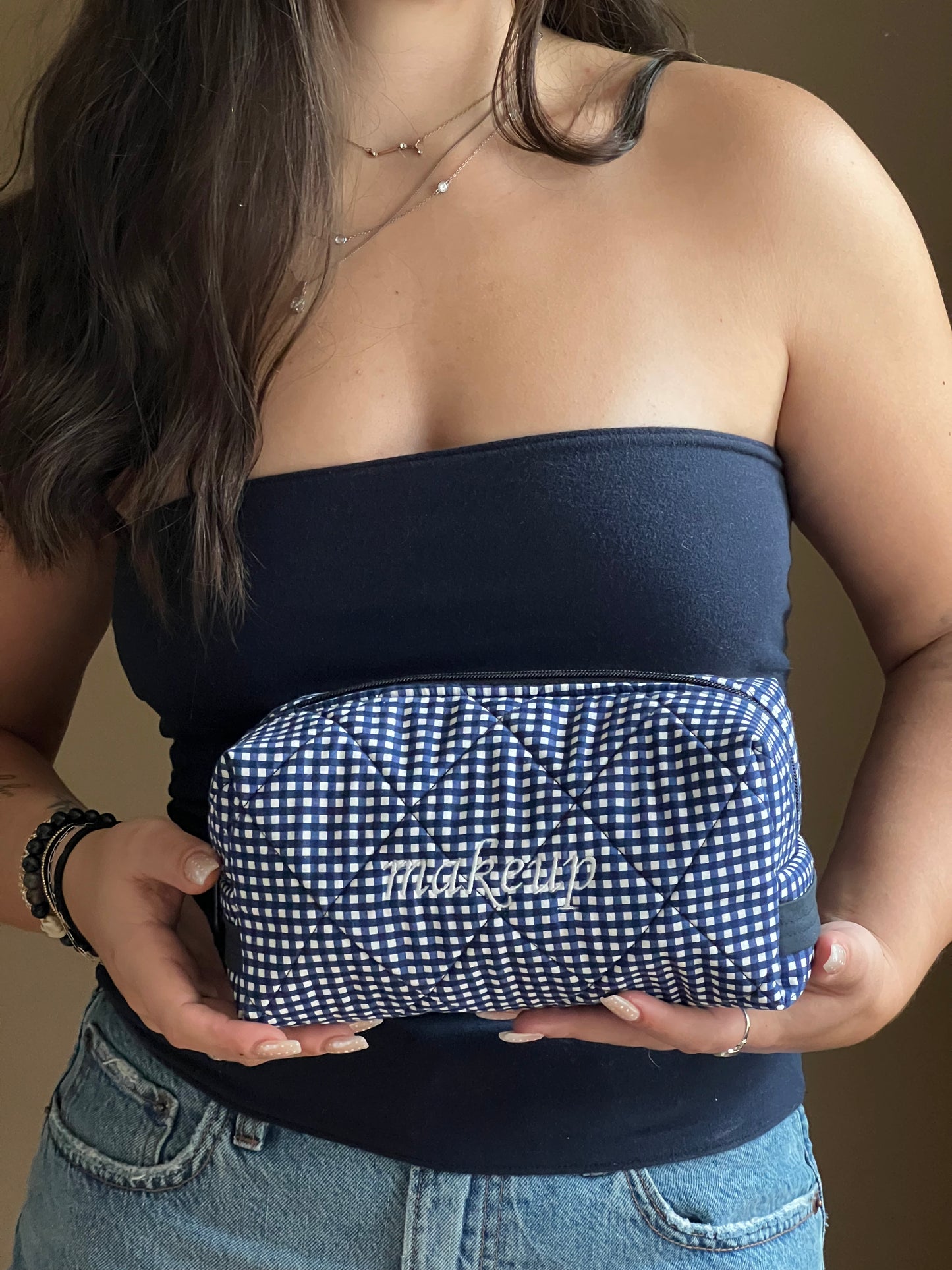 Evergreen Boxie in Navy Gingham
