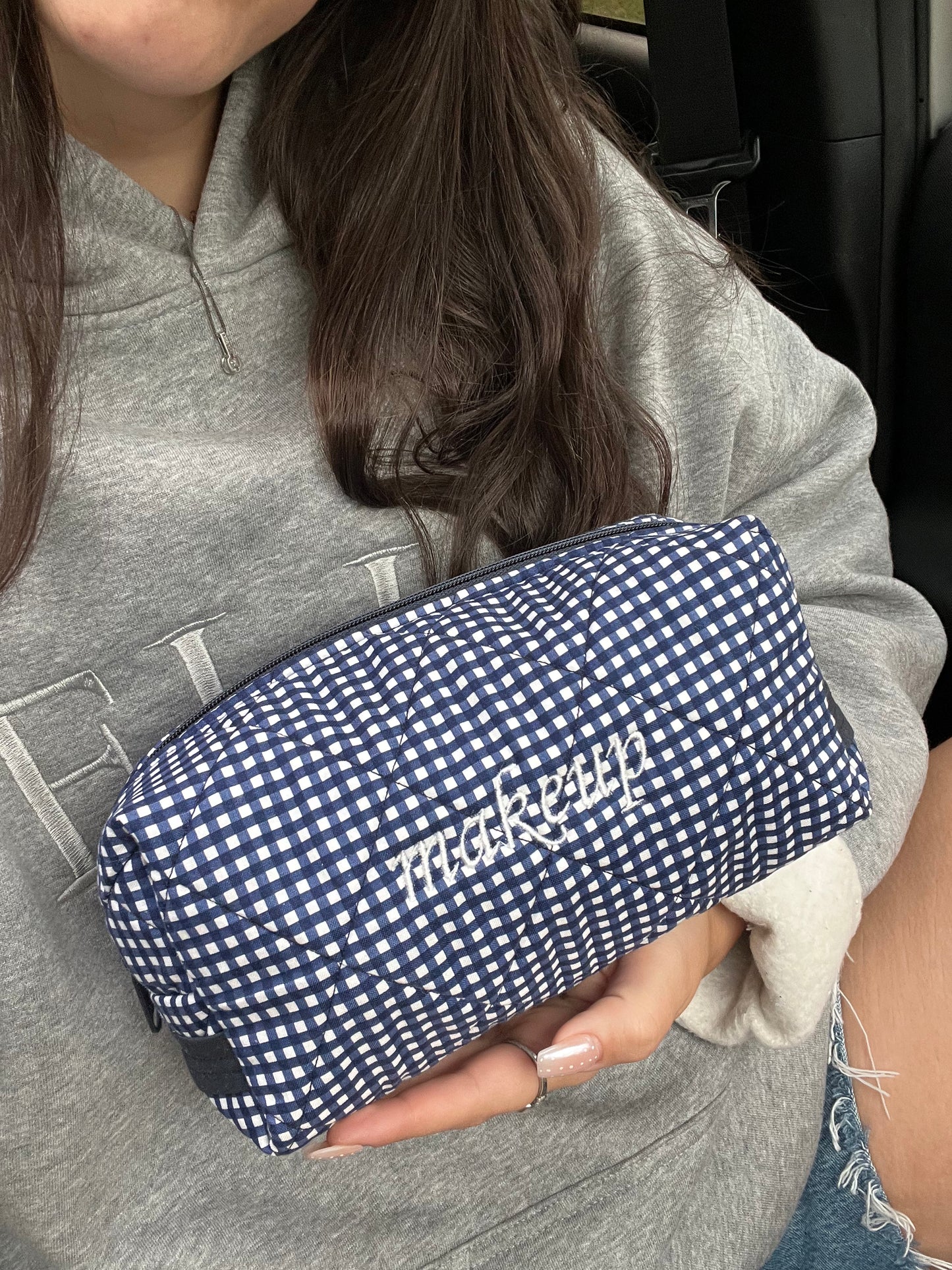 Evergreen Boxie in Navy Gingham