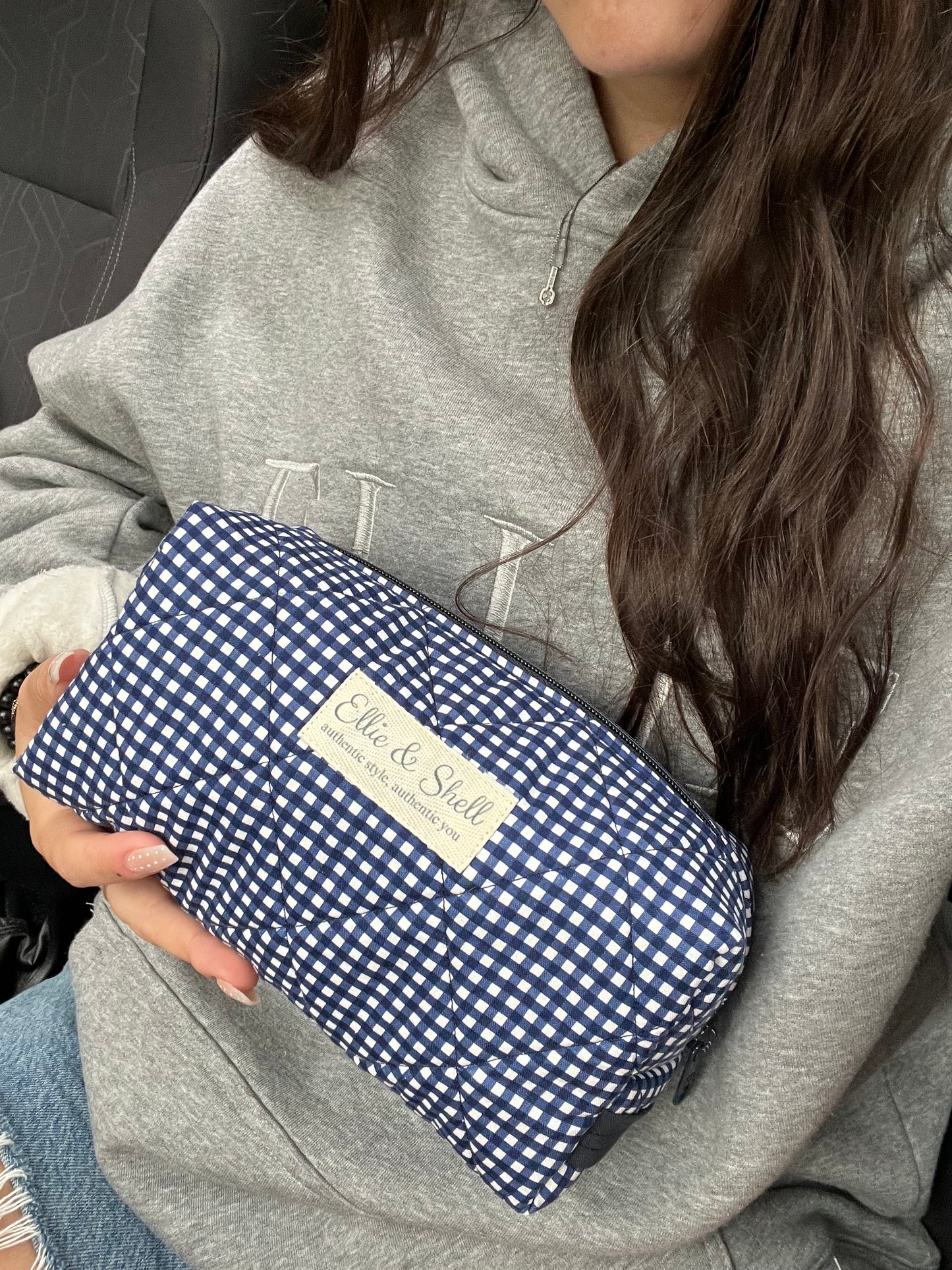 Evergreen Boxie in Navy Gingham