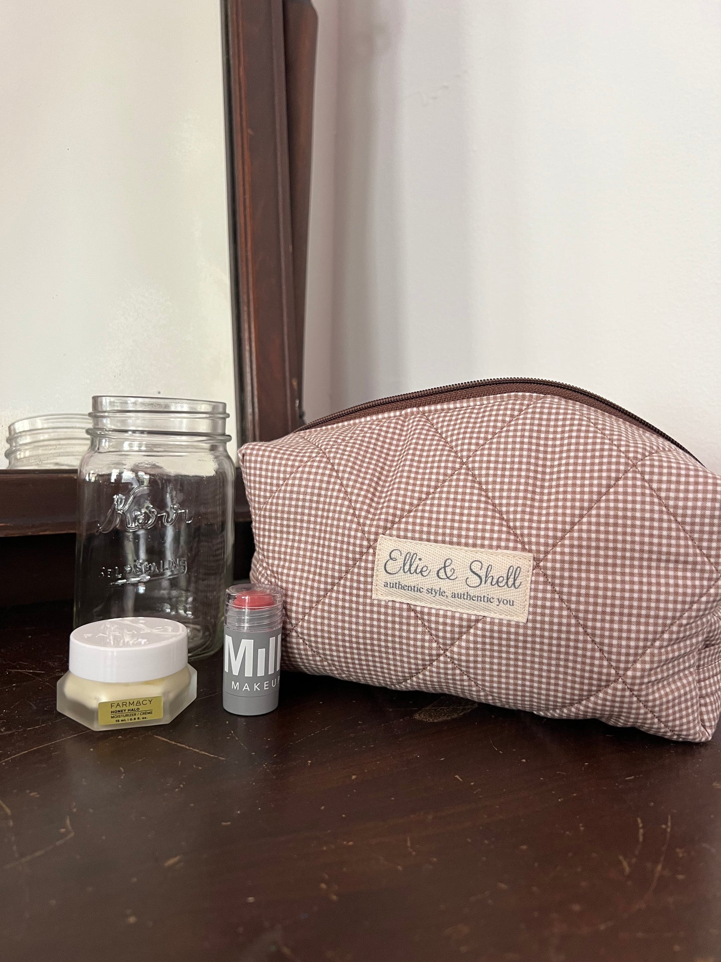 Evergreen Boxie in Chocolate Gingham