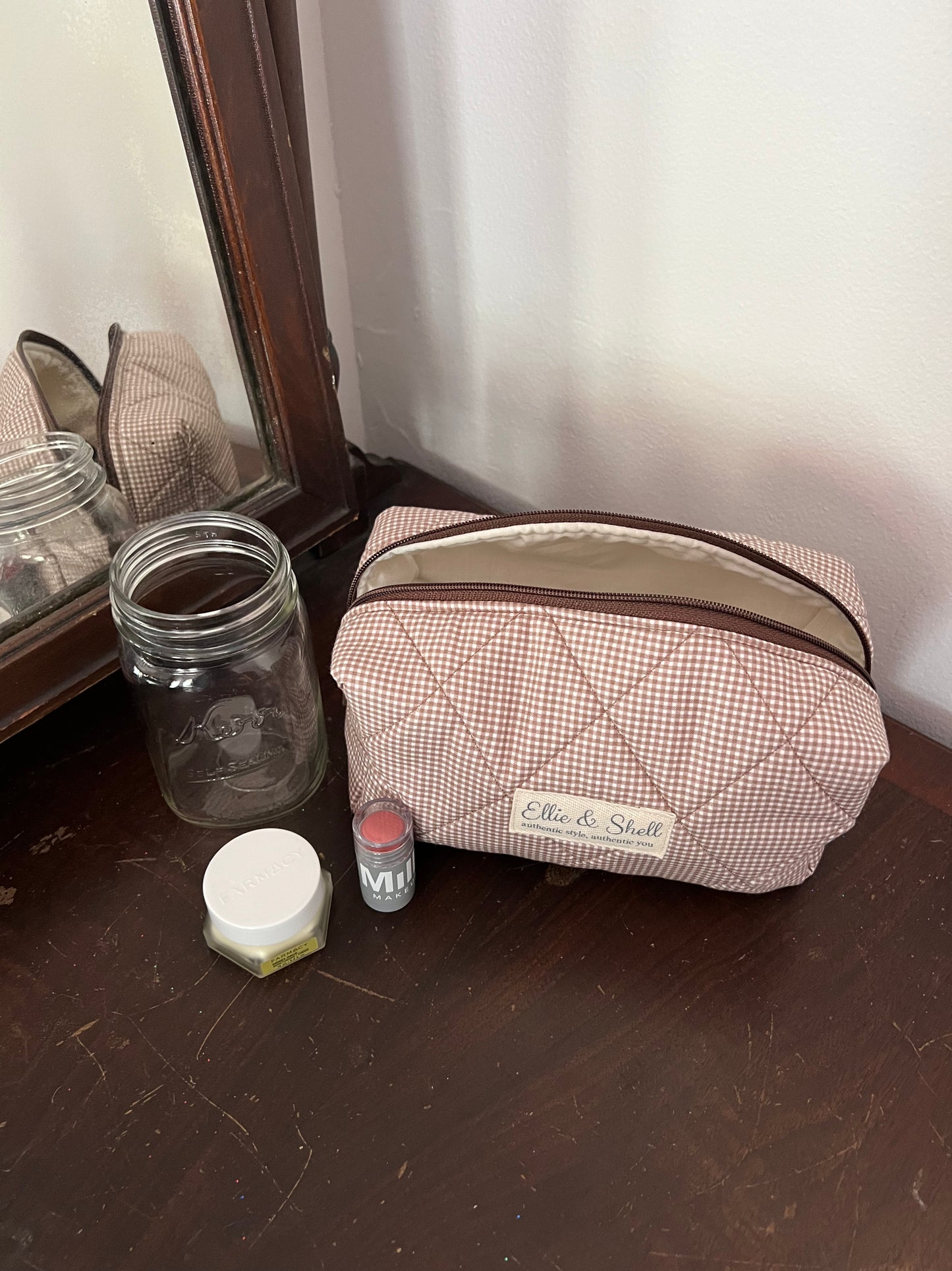 Evergreen Boxie in Chocolate Gingham