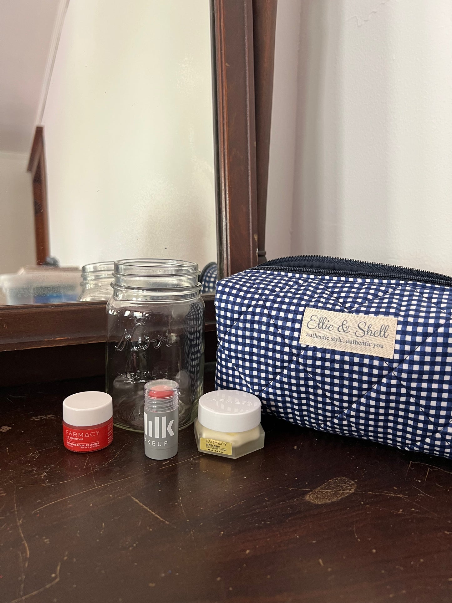 Evergreen Boxie in Navy Gingham