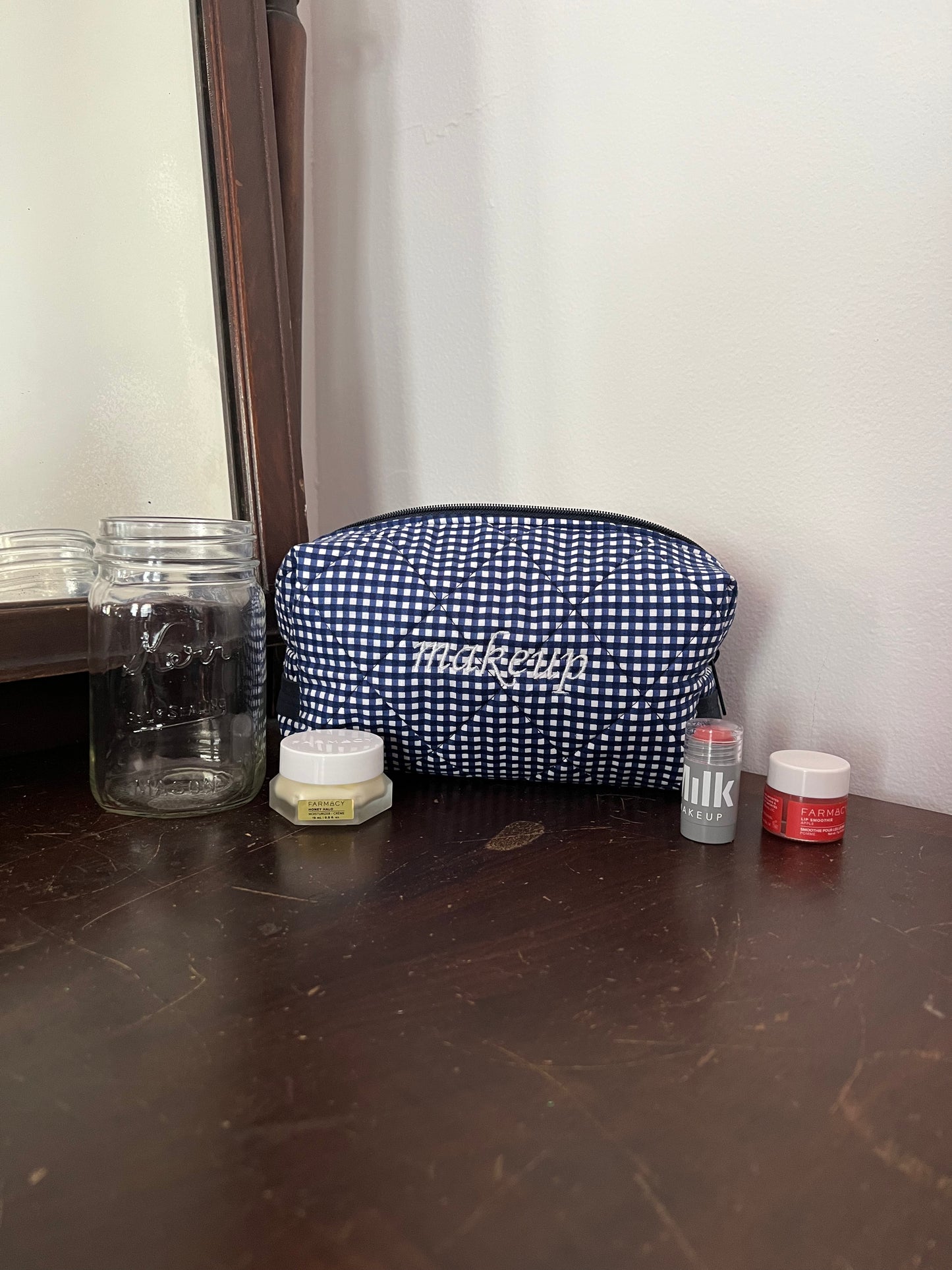 Evergreen Boxie in Navy Gingham