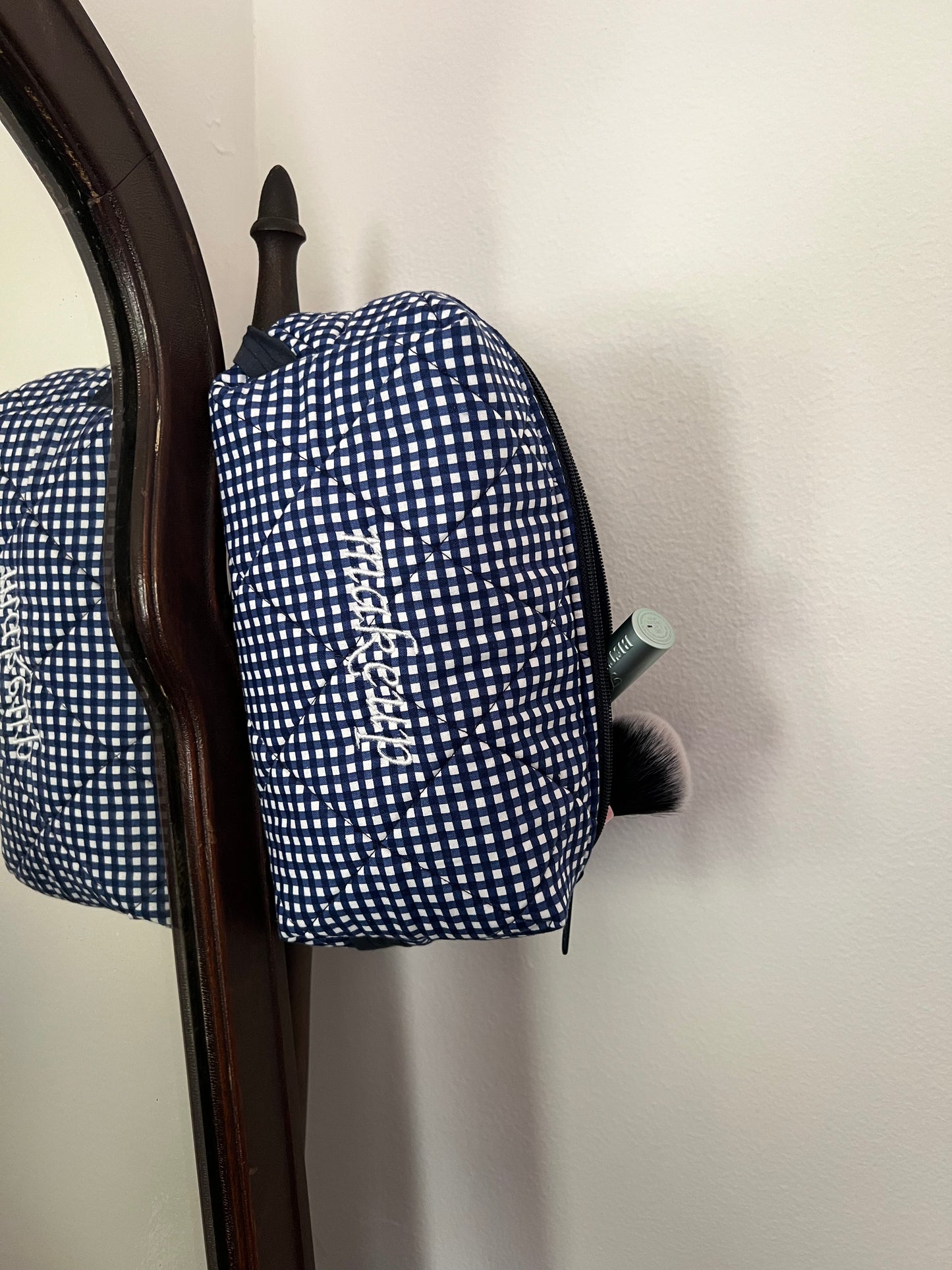 Evergreen Boxie in Navy Gingham