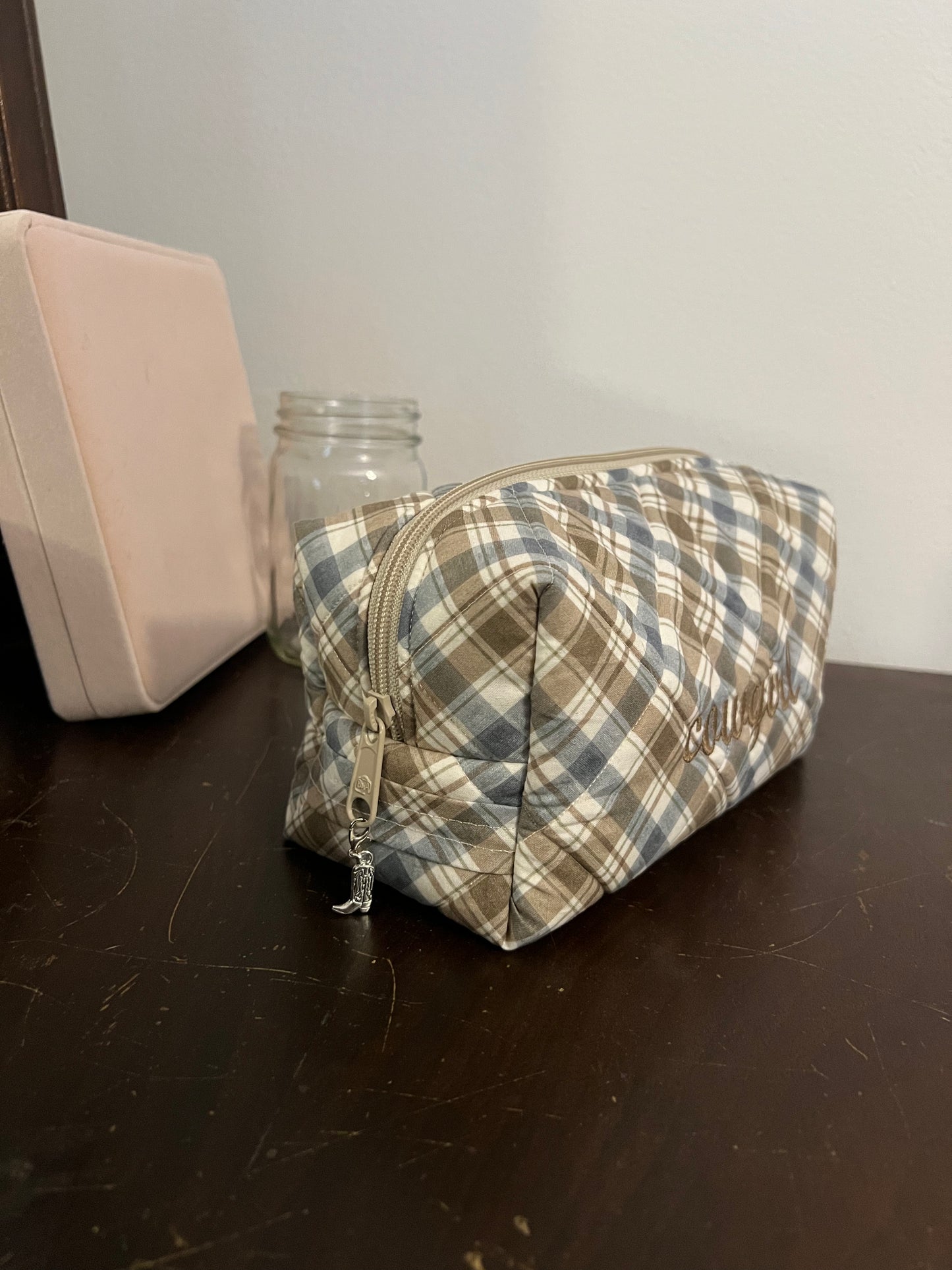 Cowboy Plaid Boxie with Surprise Zipper Charm