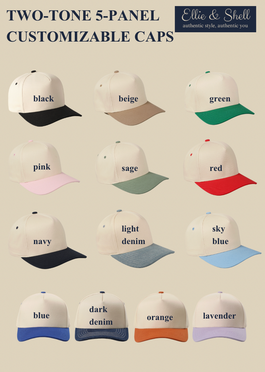 Customizable Two-Tone 5-Panel Snapback Hat